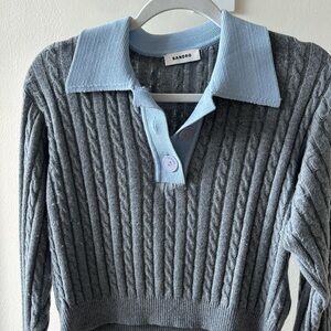 sandro cable knit sweater with collar size small